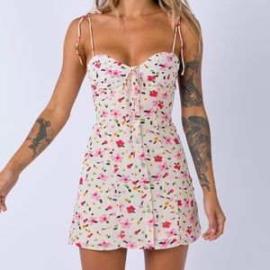 floral tie top mini dress